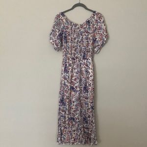 Printed off the shoulder maxi dress